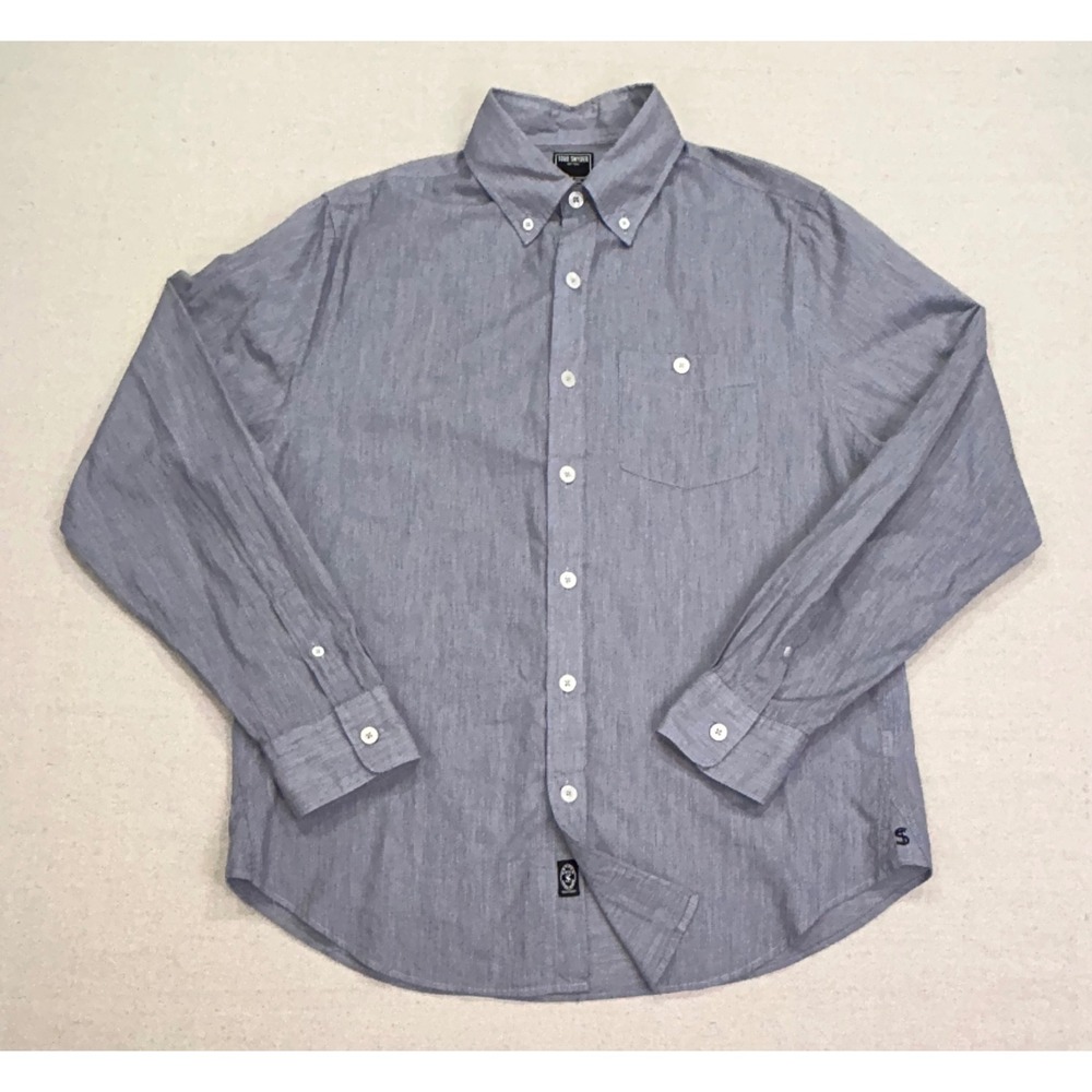 Todd Snyder Mens Medium Blue Bray Cotton Dress Button Down Shirt Long Sleeve